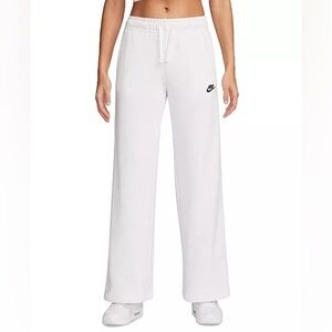 nike women's club fleece mid-rise wide-leg sweatpants, xs, birch heather